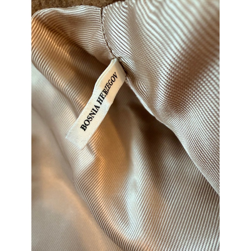 Sandro Straight Cut Brushed Wool Coat Double Breasted Long Camel Brown 36 S - Picture 14 of 16